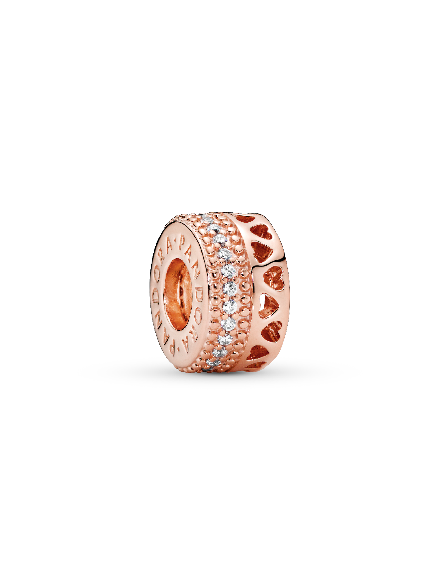 Hearts PANDORA Rose spacer with clear cubic zirconia