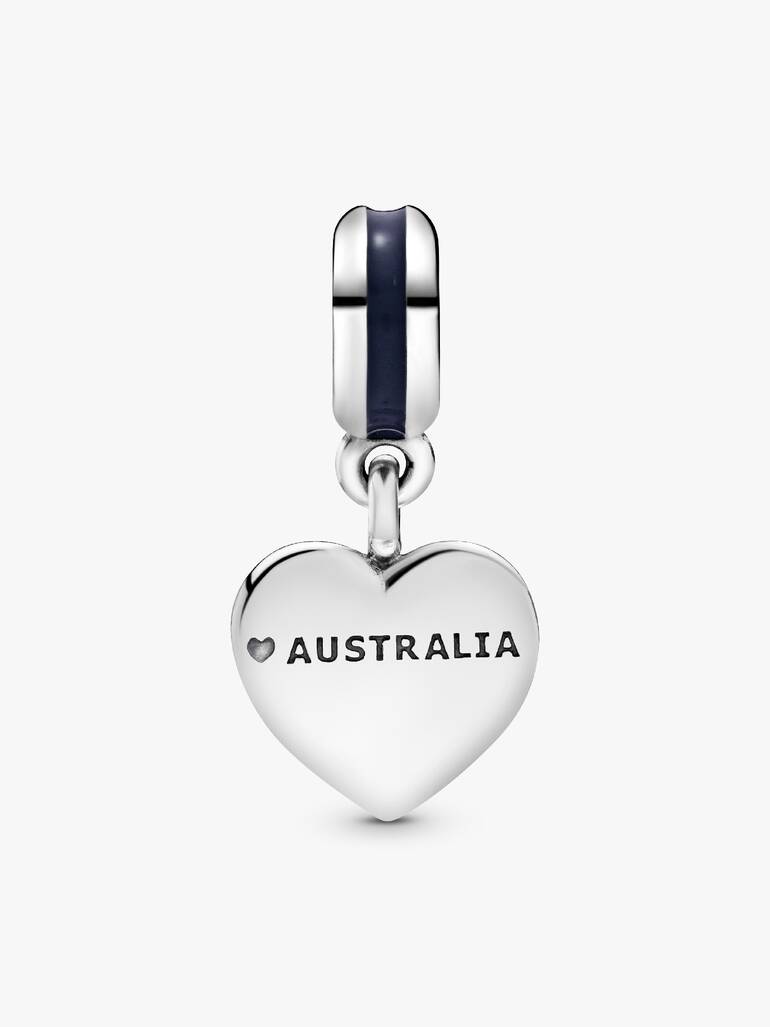 Australian heart flag silver dangle with blue and red enamel
