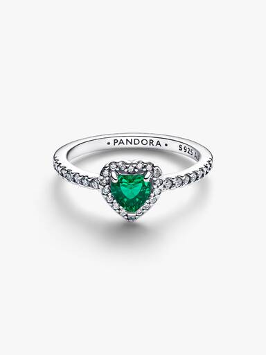 Anel de coração verde royal elevado.