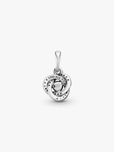 Ribbon silver pendant with white crystal pearl and clear cubic zirconia
