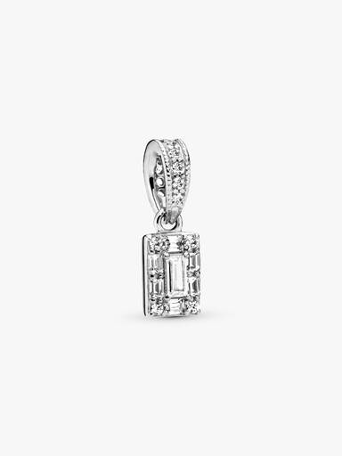 Ice cube silver pendant with clear cubic zirconia