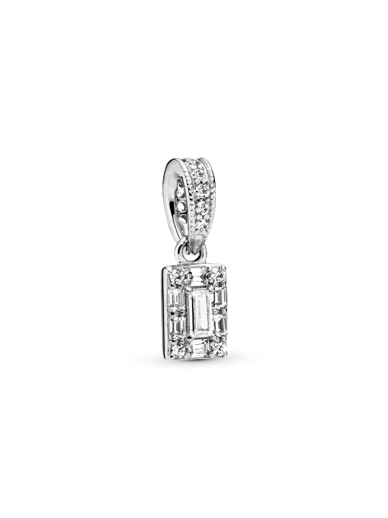 Ice cube silver pendant with clear cubic zirconia