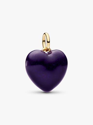 Charm Pendente de Coração Curvo Roxo