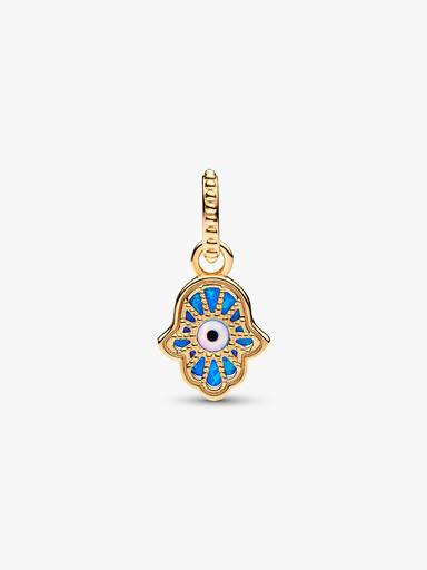 Charm Pendente Mão de Hamsá Azul Opalescente