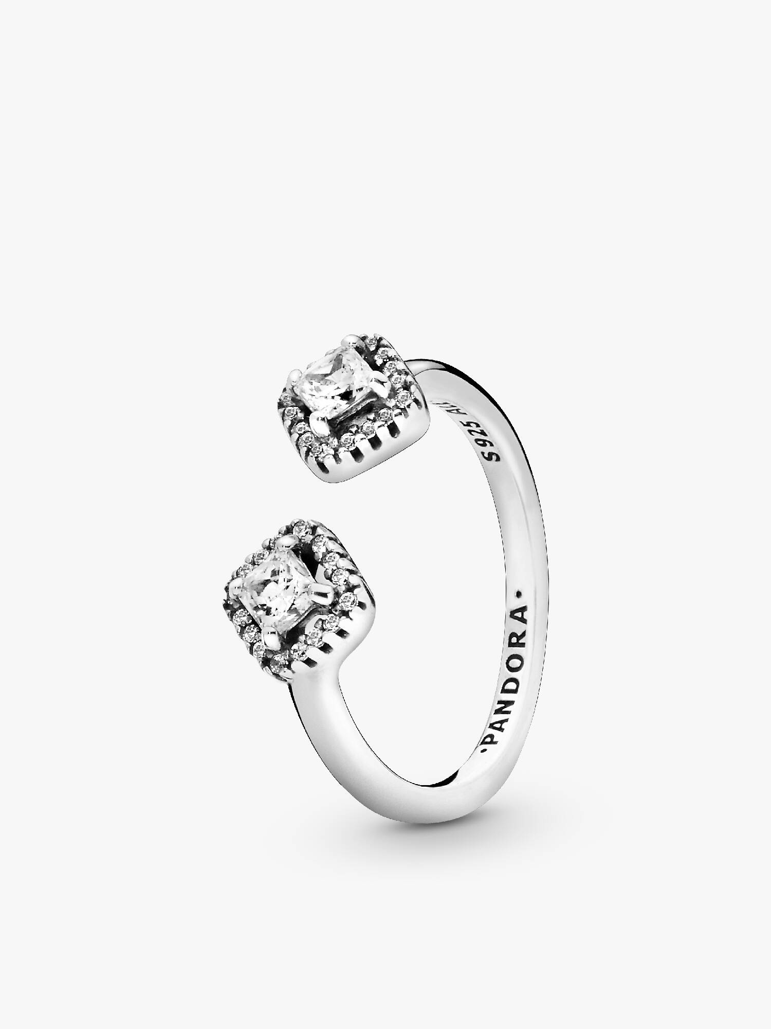 Sterling silver open ring with clear cubic zirconia