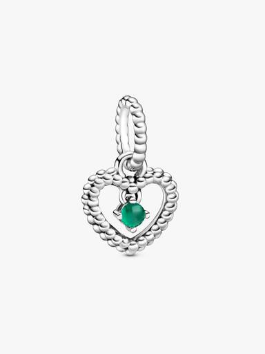 Heart sterling silver dangle with rainforest green crystal