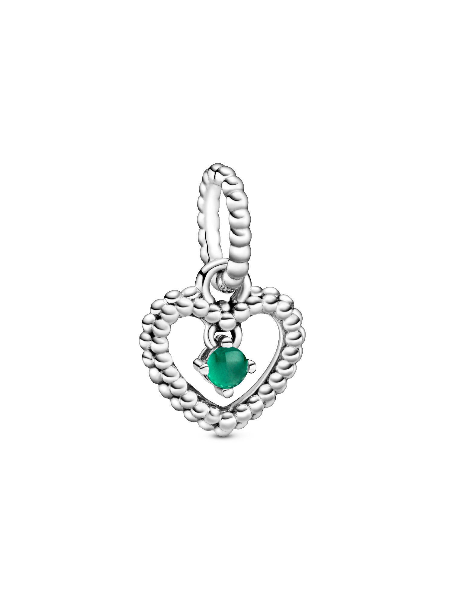 Heart sterling silver dangle with rainforest green crystal