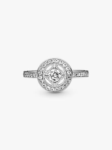 Silver ring with clear cubic zirconia