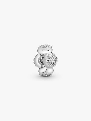 Modern LovePods silver spacer with clear cubic zirconia