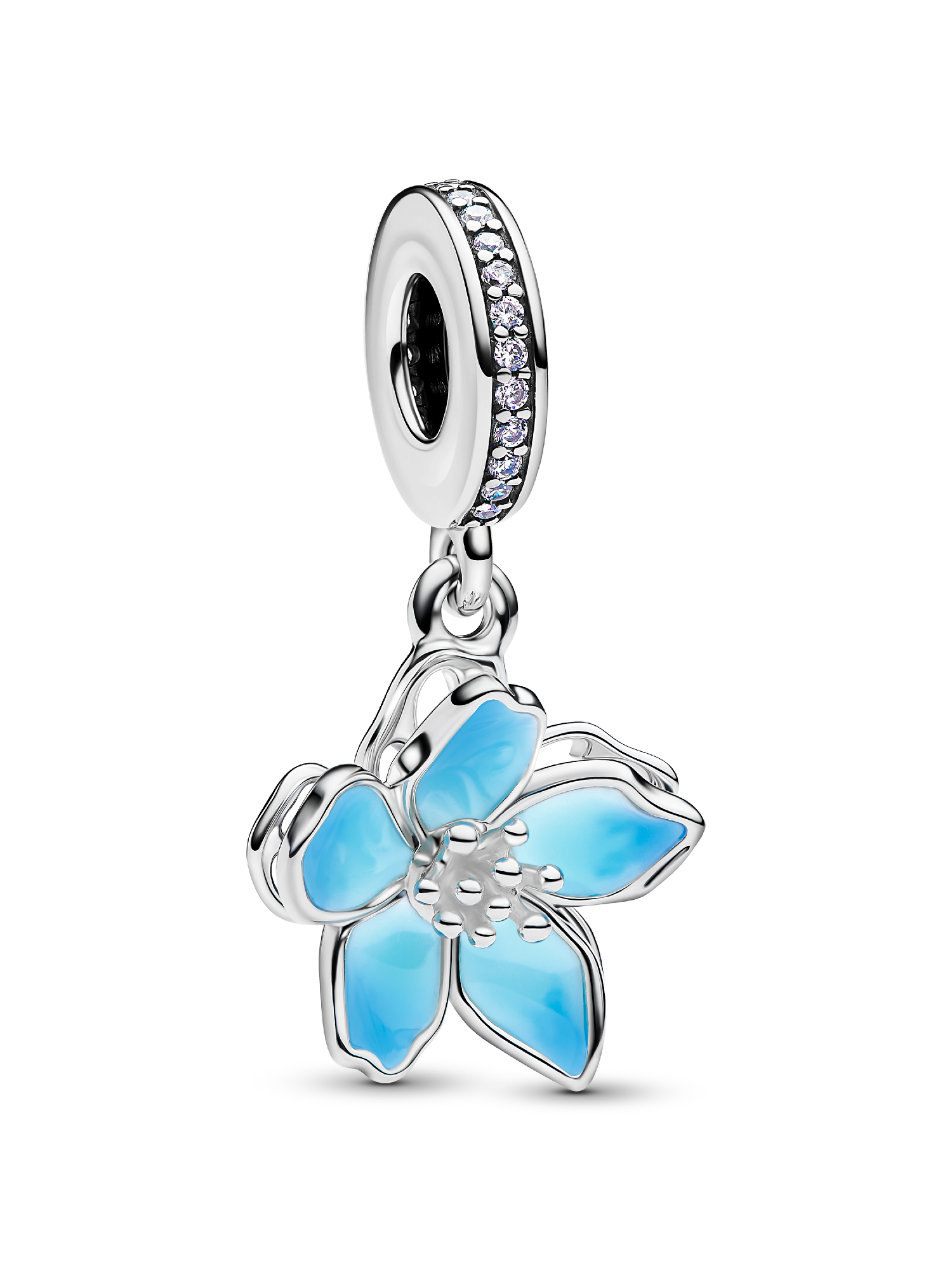 Charm Pendente Flor de Cerejeira Azul