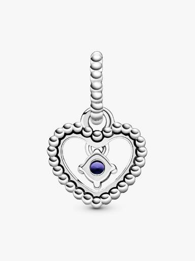 Heart sterling silver dangle with royal blue crystal