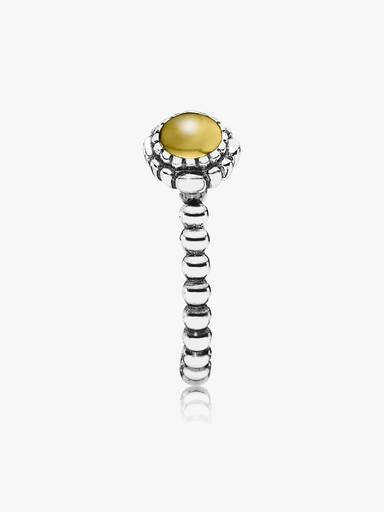 Silver ring, birthstone-November, citrine