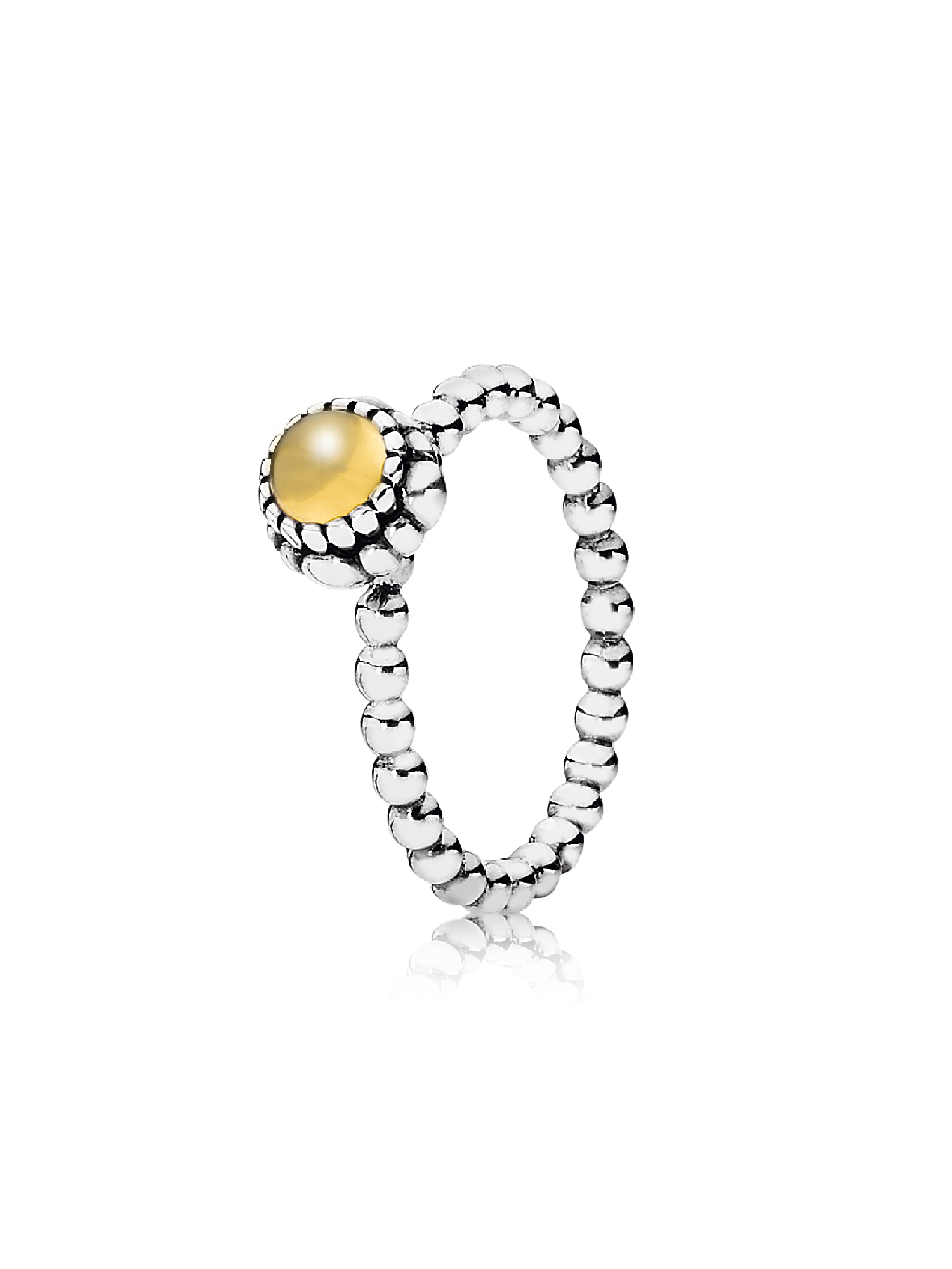 Silver ring, birthstone-November, citrine