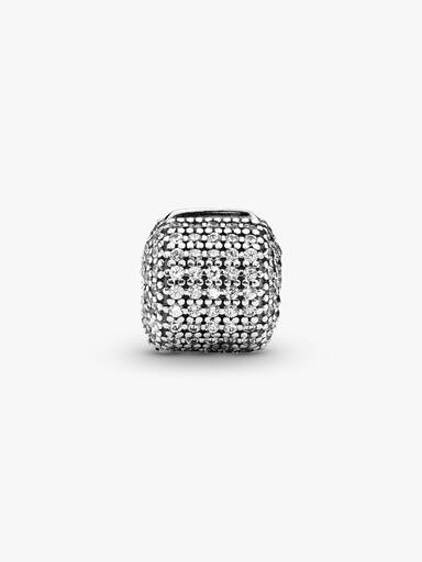 Pave silver clip with clear cubic zirconia