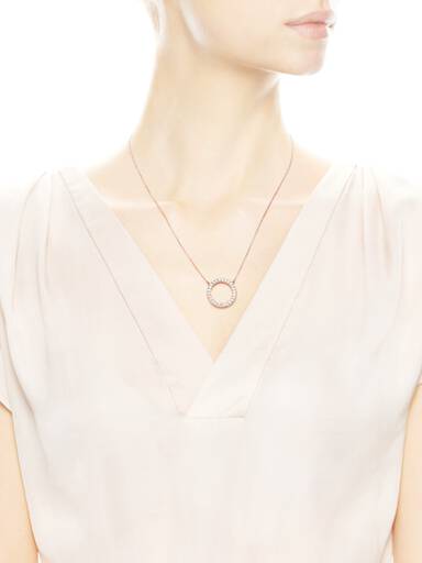 PANDORA logo reversible collier in PANDORA Rose with clear cubic zirconia and rose gold plated silver necklace