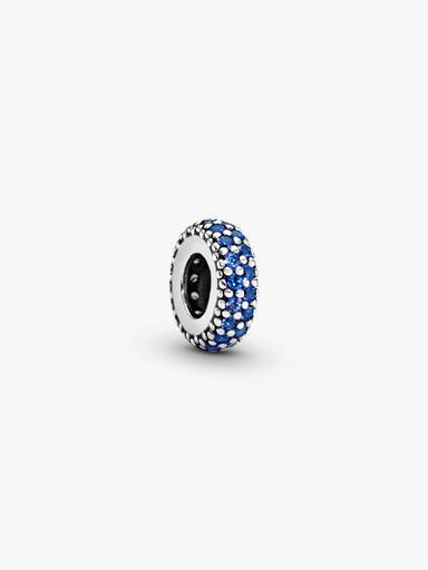 Abstract silver spacer with blue crystals