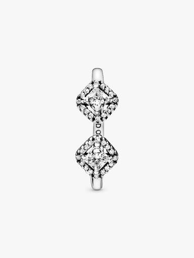 Sterling silver open ring with clear cubic zirconia