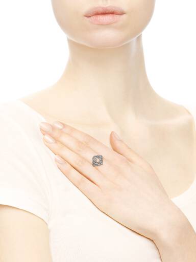 Silver ring with clear cubic zirconia