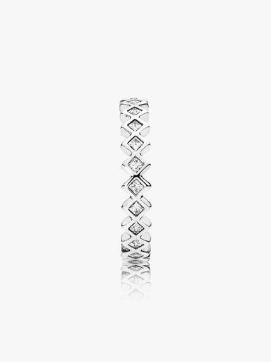 Square eternity silver ring with cubic zirconia