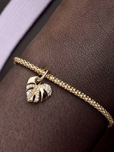 Charm Pendente Folha de Monstera Brilhante