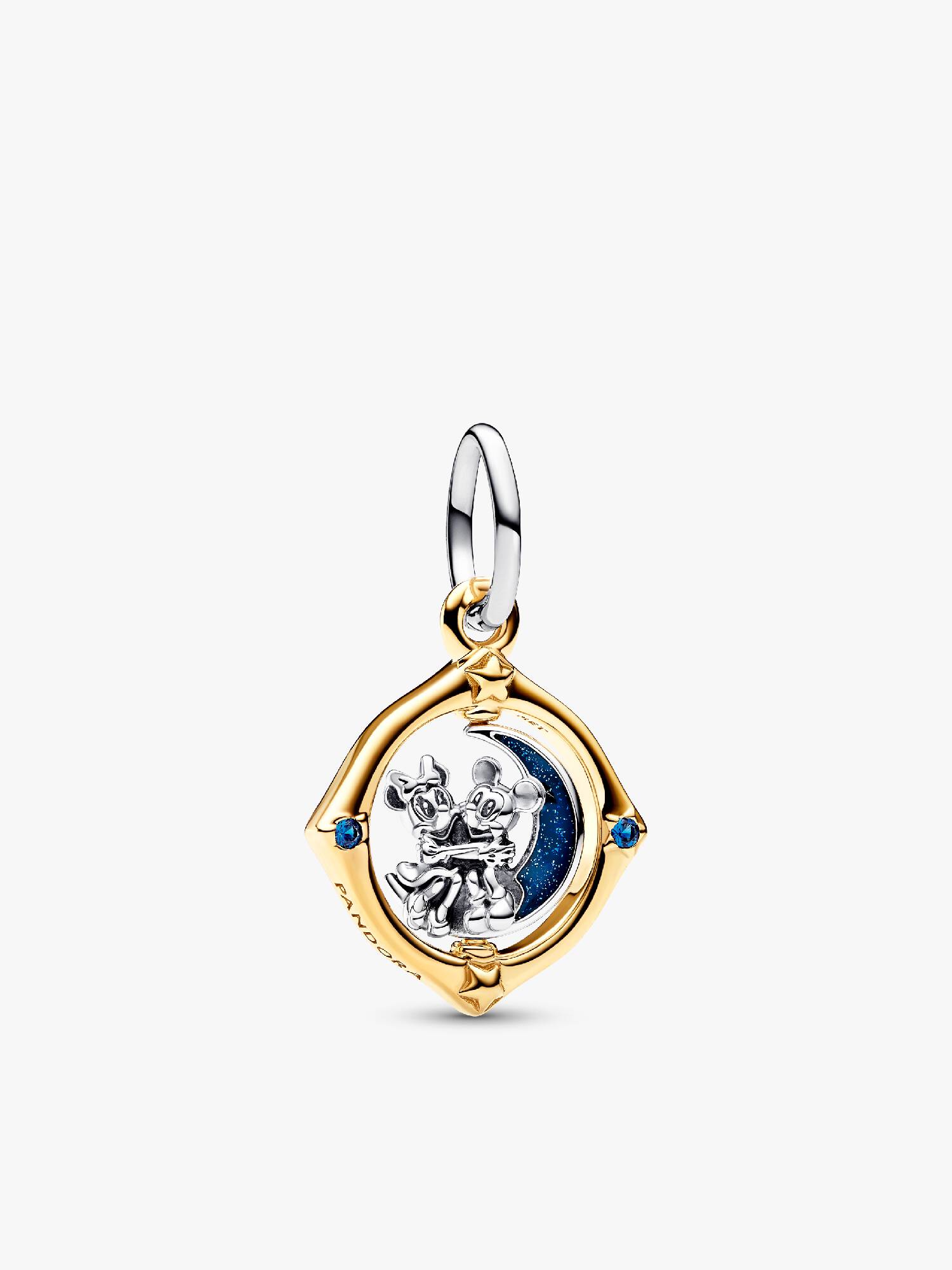 Charm Pendente Lua Giratoria Em dos Tons Mickey e Minnie