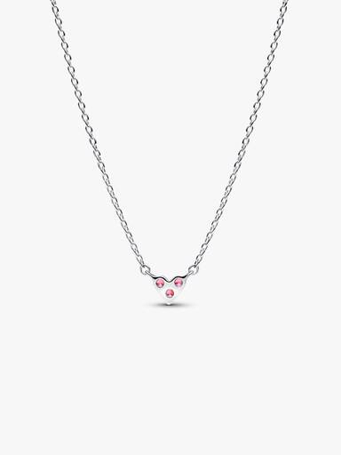 Colar de Coração com Três Pedras Rosa