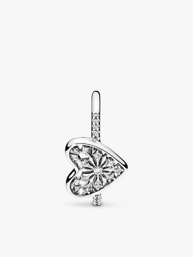 Ice crystal heart silver ring with clear cubic zirconia