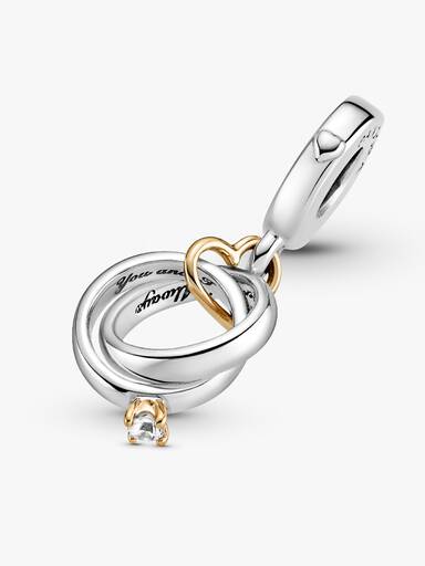 Charm Pendente de dos Tonos Anels de Boda En ouro 14k