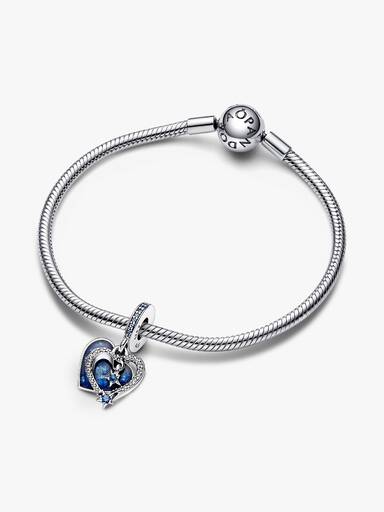Charm pendente duplo com coração celestial Estrela Cadente