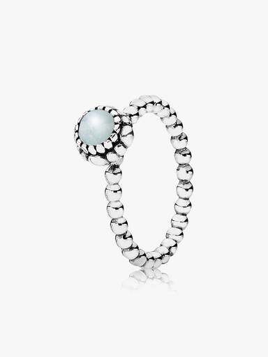 Silver ring, birthstone-March, aquamarine