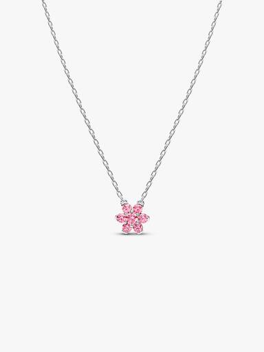 Colar com Pendente Flor Cor-de-Rosa Brilhante