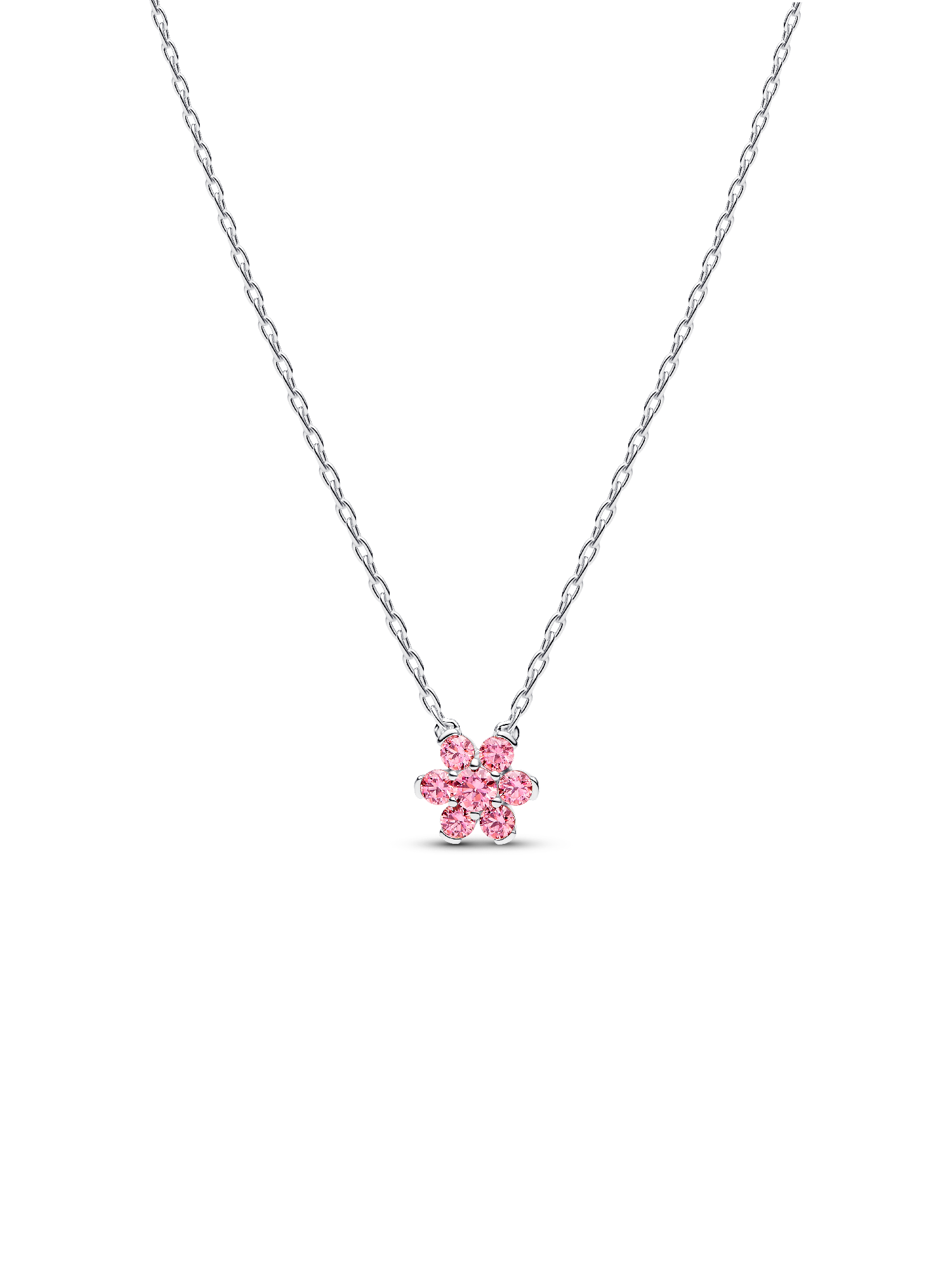 Colar com Pendente Flor Cor-de-Rosa Brilhante