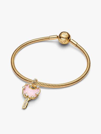 Charm Pendente Grande Llave de Amor Rosado Opalescente