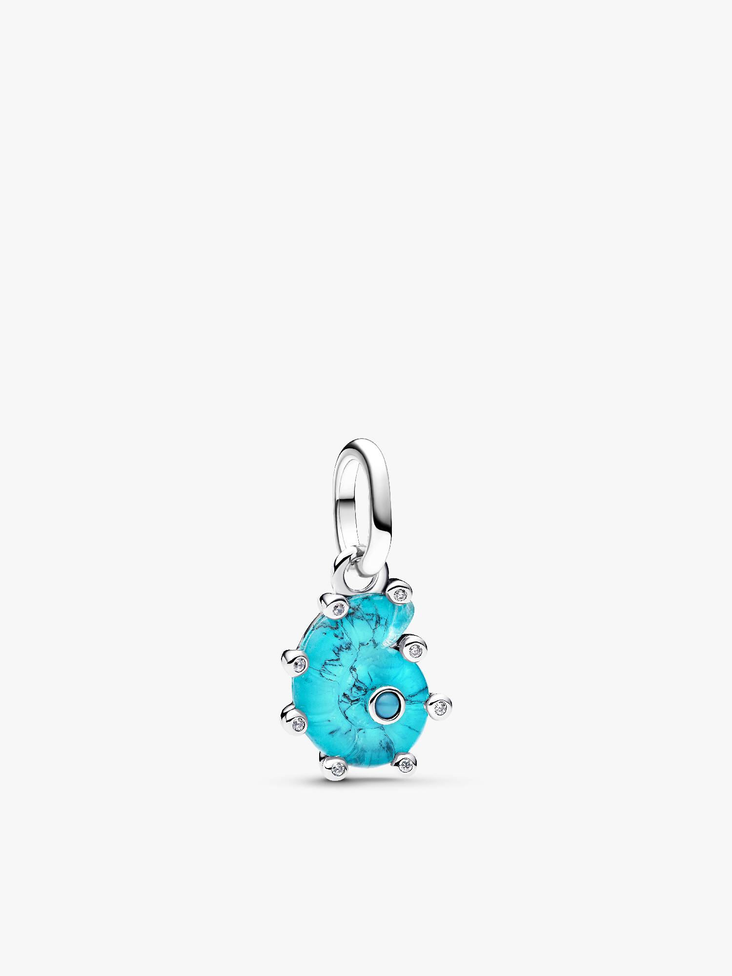 Charm pendente de caracol marinho em vidro de Murano azul