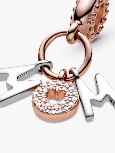 Mum 14k rose gold-plated and sterling silver dangle with clear cubic zirconia