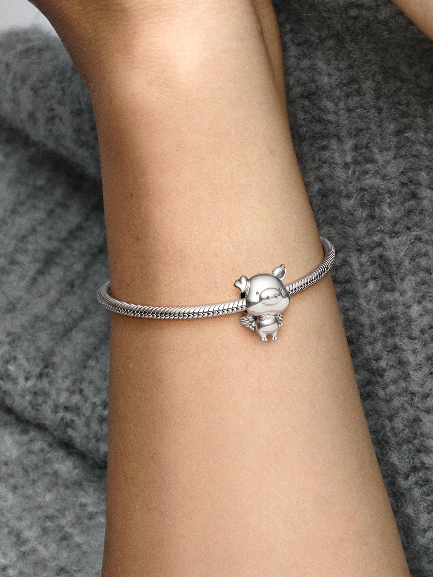 Pig with wings sterling silver charm