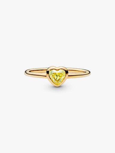 Anel Amarelo Stone Coração