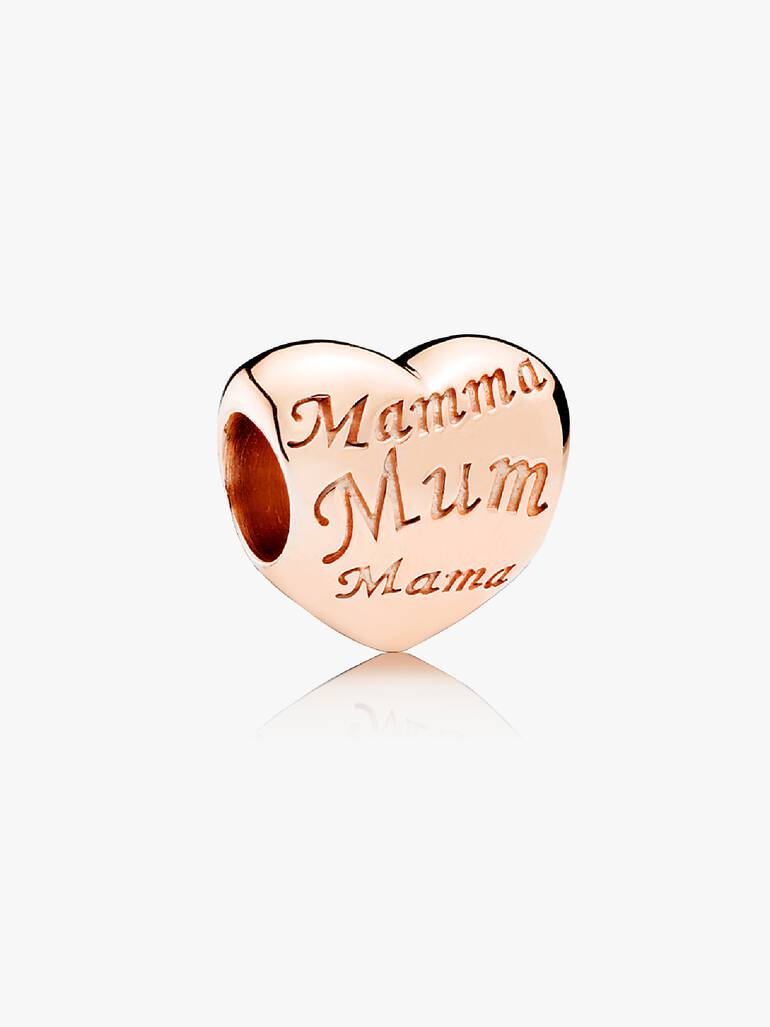 Heart PANDORA Rose charm with Mum in different languages