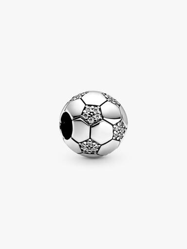 Football sterling silver charm with clear cubic zirconia