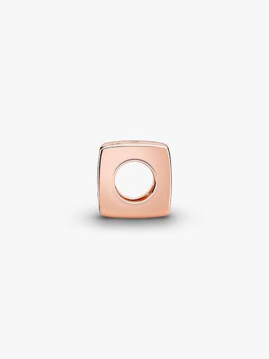 Dice 14k rose gold-plated charm with clear cubic zirconia
