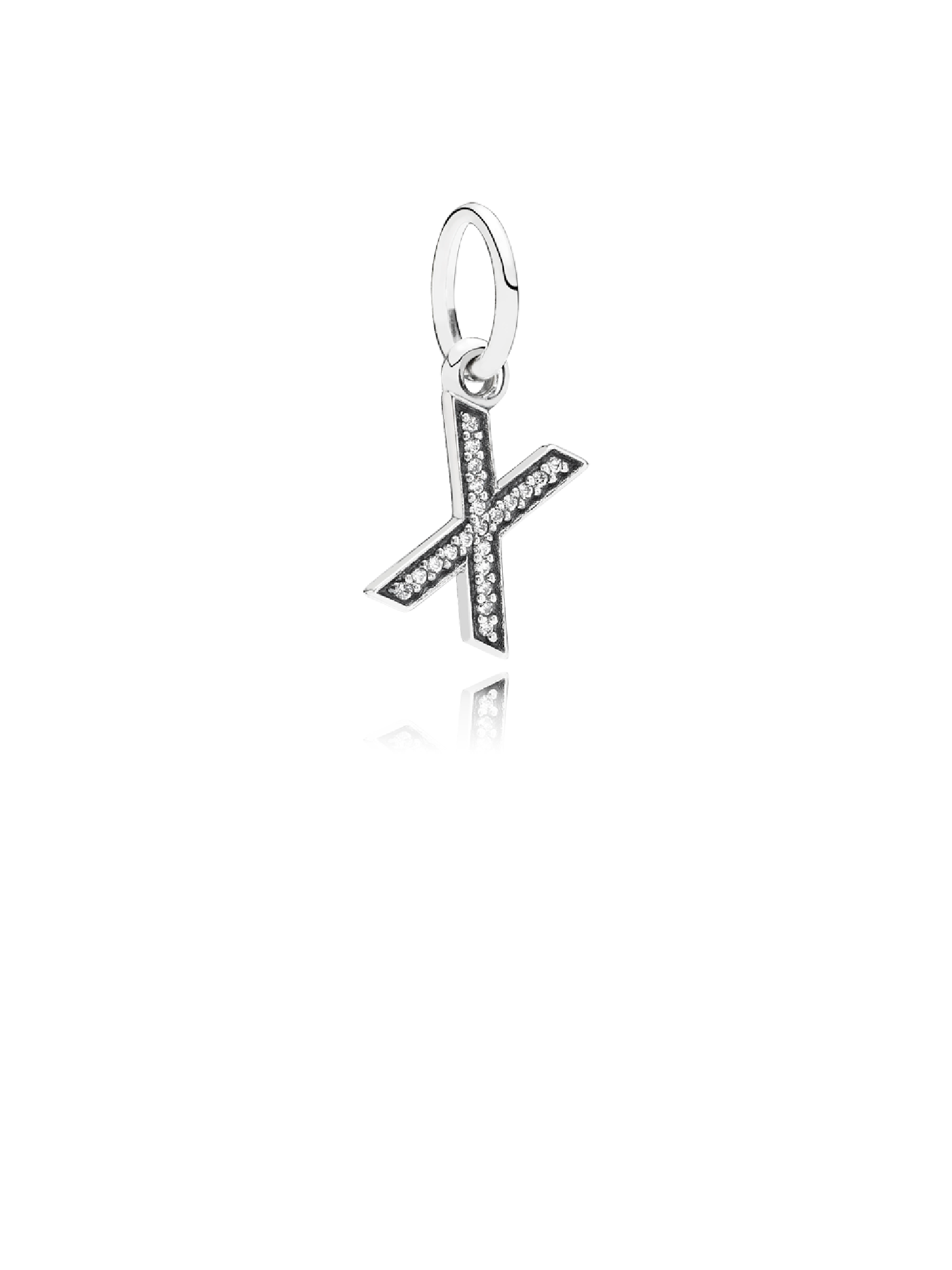 Letter X silver dangle with cubic zirconia