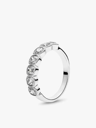 Silver ring with clear cubic zirconia