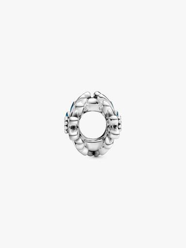 Daisy sterling silver charm with clear cubic zirconia and shaded blue enamel