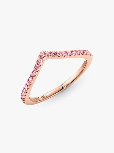 Anel Chevron Desejo Brilhante Rosa
