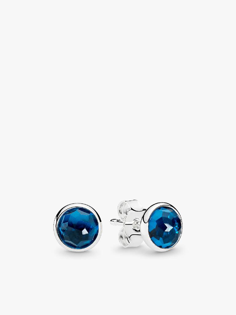 December birthstone silver stud earrings with London blue crystal