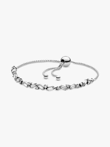 Ice cube silver bracelet with clear cubic zirconia