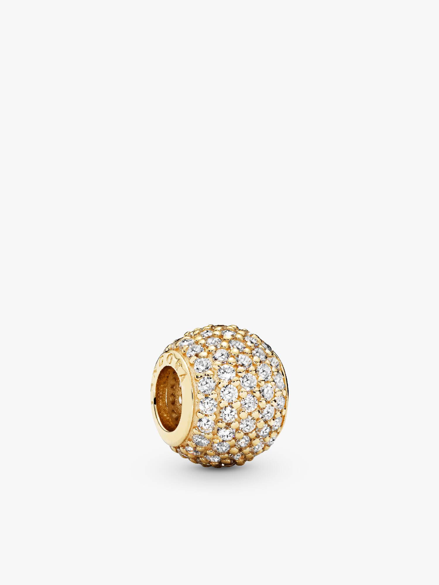 Abstract pave gold charm with cubic zirconia