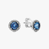 Brincos Halo Redondo Azul Brilhante Brincos Halo Redondo Azul Brilhante