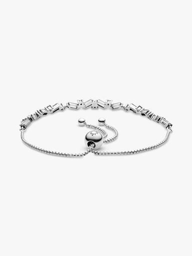 Ice cube silver bracelet with clear cubic zirconia