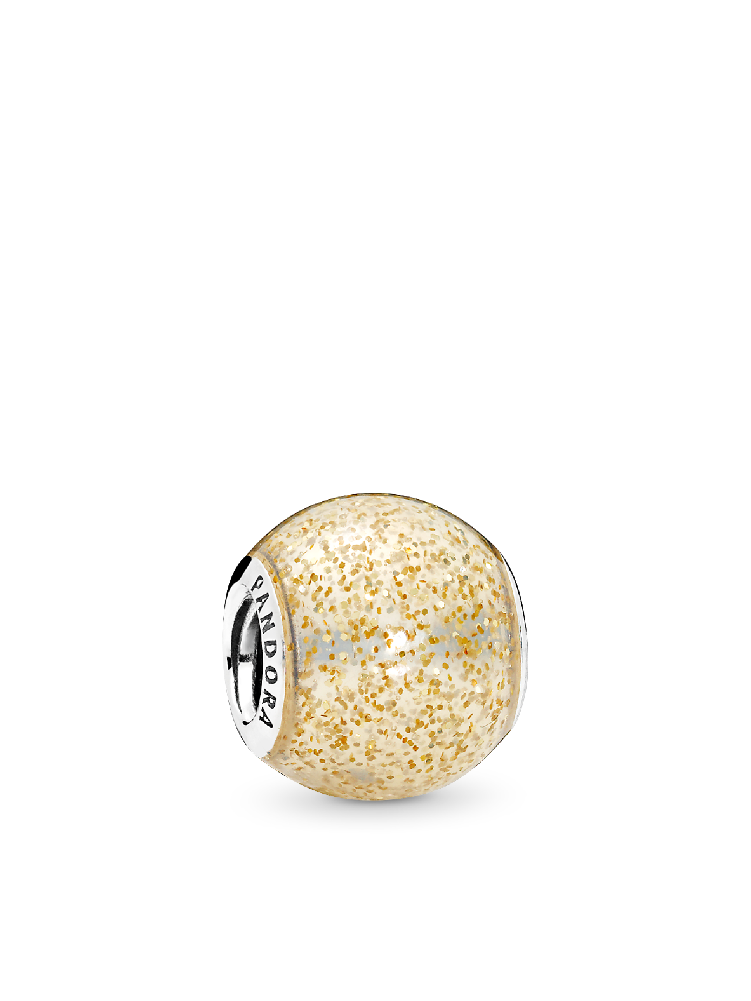 Silver charm with golden glitter enamel